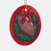 クリスマスリースサッカーオンレッド セラミックオーナメント (右)
