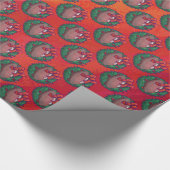 クリスマスリースサッカーオンレッド ラッピングペーパー (角)