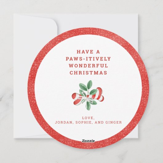 クリスマスリースシェットランド・ シープドッグクラシックラウンドステッカー シーズンカード (裏面)