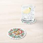 クリスマスリースシェットランド・ シープドッグ ペーパーコースター (インサイチュ)