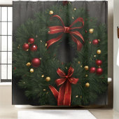 クリスマスリースシャワーカーテン シャワーカーテン