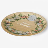 クリスマスリースシーシェルズヒトデ砂ドル ペーパープレート (アングル)