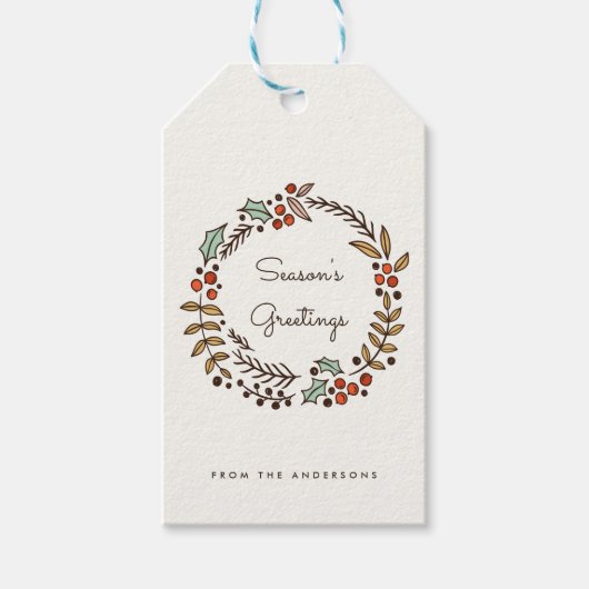 クリスマスリースシーズンのご挨拶 ギフトタグ (正面)