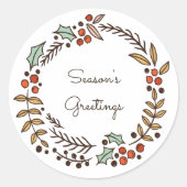 クリスマスリースシーズンのご挨拶 ラウンドシール (正面)