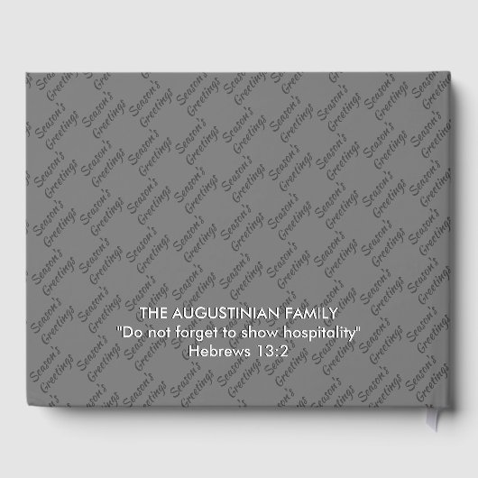 クリスマスリースシーズンズグリーティングカスタムグレー ゲストブック (裏面)