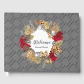クリスマスリースシーズンズグリーティングカスタムグレー ゲストブック (正面)