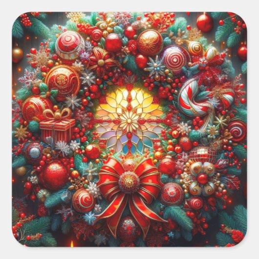 クリスマスリースシール スクエアシール (正面)