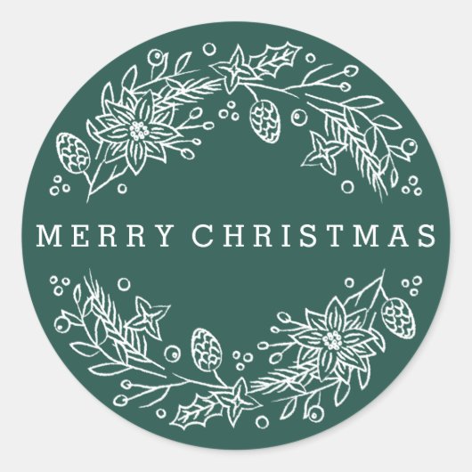 クリスマスリースシール – 森 ラウンドシール (正面)