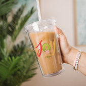 クリスマスリースジョイタイポグラフィかわいい名前ホリデイ アクリルタンブラー