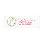 クリスマスリースジョイ引用文差出人住所ラベル ラベル (正面)