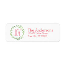 クリスマスリースジョイ引用文差出人住所ラベル