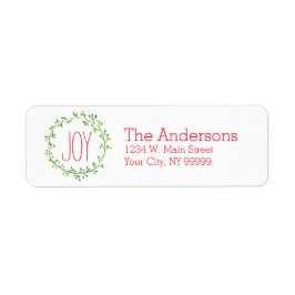 クリスマスリースジョイ引用文差出人住所ラベル ラベル