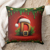 クリスマスリーススタイルのサンタのD文字 🎁 クッション (ブランケット)