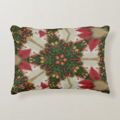 クリスマスリーススターレッドグリーン万華鏡のように千変万化するパターン アクセントクッション (正面)