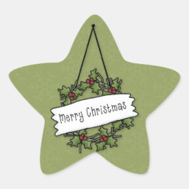 クリスマスリースステッカー 星シール