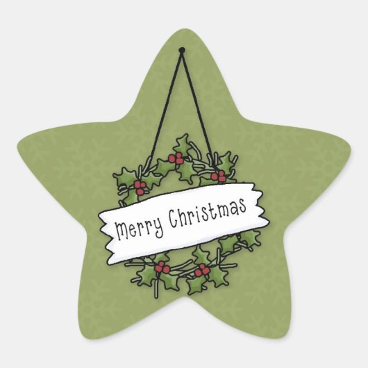 クリスマスリースステッカー 星シール (正面)