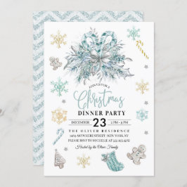 クリスマスリーススノーフレークディナーパーティの招待状 招待状