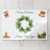 クリスマスリースティアウェイ紙ランチョンマット ペーパーパッド (折り畳み)