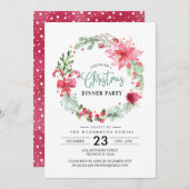 クリスマスリースディナーパーティの招待状 招待状 (正面/裏面)