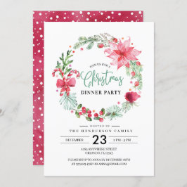 クリスマスリースディナーパーティの招待状 招待状