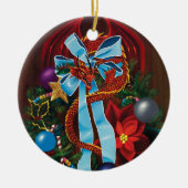 クリスマスリースドラゴン セラミックオーナメント (正面)