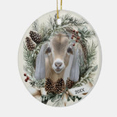 クリスマスリースヌビアヤギ セラミックオーナメント (左)