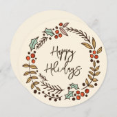 クリスマスリースハッピーホリデイズ シーズンカード (正面/裏面)