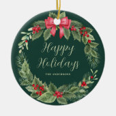 クリスマスリースハッピーホリデーズオーナメント セラミックオーナメント (正面)