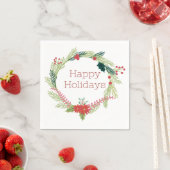 クリスマスリースハッピーホリデー スタンダードカクテルナプキン (インサイチュ)