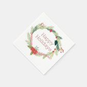 クリスマスリースハッピーホリデー スタンダードカクテルナプキン (角)