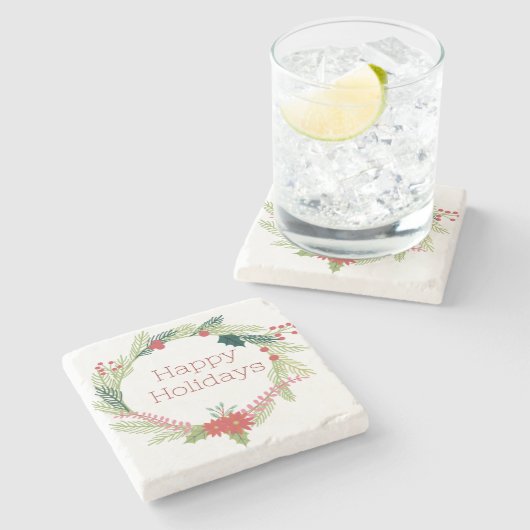 クリスマスリースハッピーホリデー ストーンコースター (横)