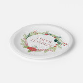 クリスマスリースハッピーホリデー ペーパープレート (アングル)