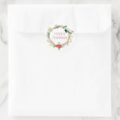 クリスマスリースハッピーホリデー ラウンドシール (バッグ)