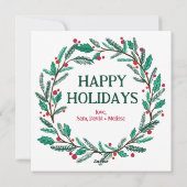 クリスマスリースハンドドローカスタムド写真 シーズンカード (裏面)