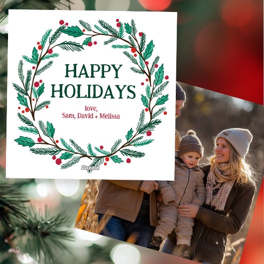 クリスマスリースハンドドローカスタムド写真 シーズンカード