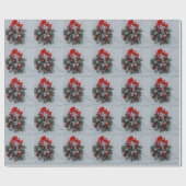 クリスマスリースバーンドア ラッピングペーパー (フラット)