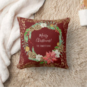 クリスマスリースパインコーンフローラ金ゴールド渦巻き名 クッション (ブランケット)
