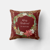 クリスマスリースパインコーンフローラ金ゴールド渦巻き名 クッション (裏面)