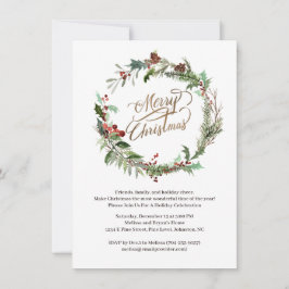 クリスマスリースパインベリーホリーパーティの招待状