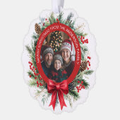 クリスマスリースパイン離れズホリーベリー写真 オーナメントカード (左)
