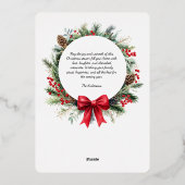 クリスマスリースパイン離れズホリーベリー写真 箔シーズンカード (裏面)