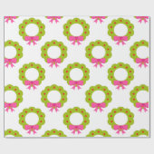 クリスマスリースパターン – ピンクボウホリデーデザイン ラッピングペーパー (フラット)