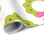 クリスマスリースパターン – ピンクボウホリデーデザイン ラッピングペーパー (ロールコーナー)