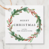 クリスマスリースパーソナライズされたギフトメッセージカード フェイバータグ (正面)