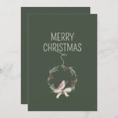 クリスマスリースパーソナライズされた休日 シーズンカード (正面/裏面)