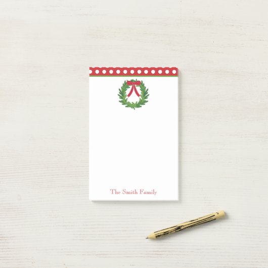 クリスマスリースパーソナライズされた休日 ポストイット (デスク上)