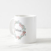 クリスマスリースパーソナライズされた名 コーヒーマグカップ (正面左)