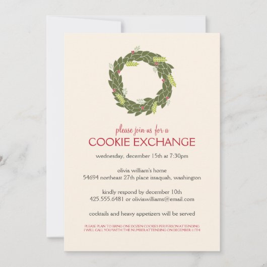 クリスマスリースパーティの招待状 招待状 (正面)