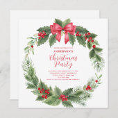 クリスマスリースパーティの招待状 招待状 (正面/裏面)