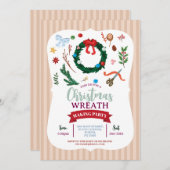 クリスマスリースパーティー招待状フェスティバルパーティー 招待状 (正面/裏面)